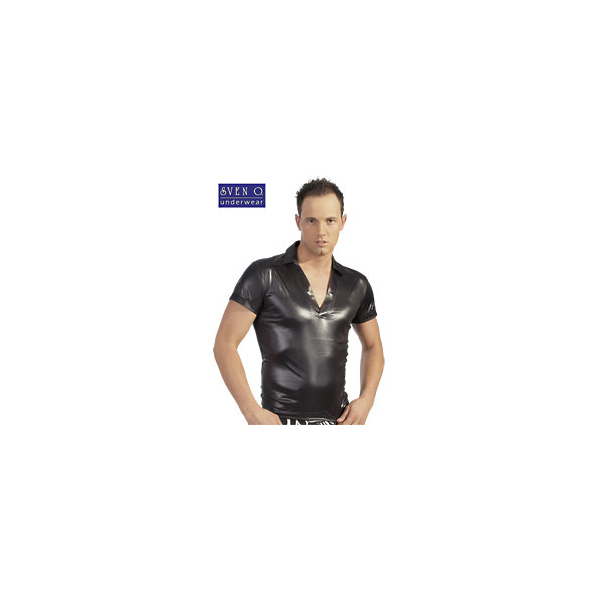 photo Μπλουζάκι Μαύρο Γυαλιστερό με Γιακά M - Image 1