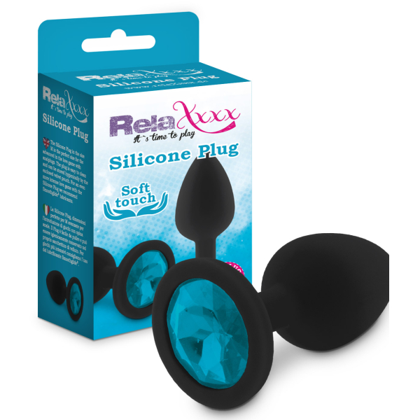 photo Σφήνα "Silicone size Μ" μαύρη με κρύσταλλο μπλε - Image 1